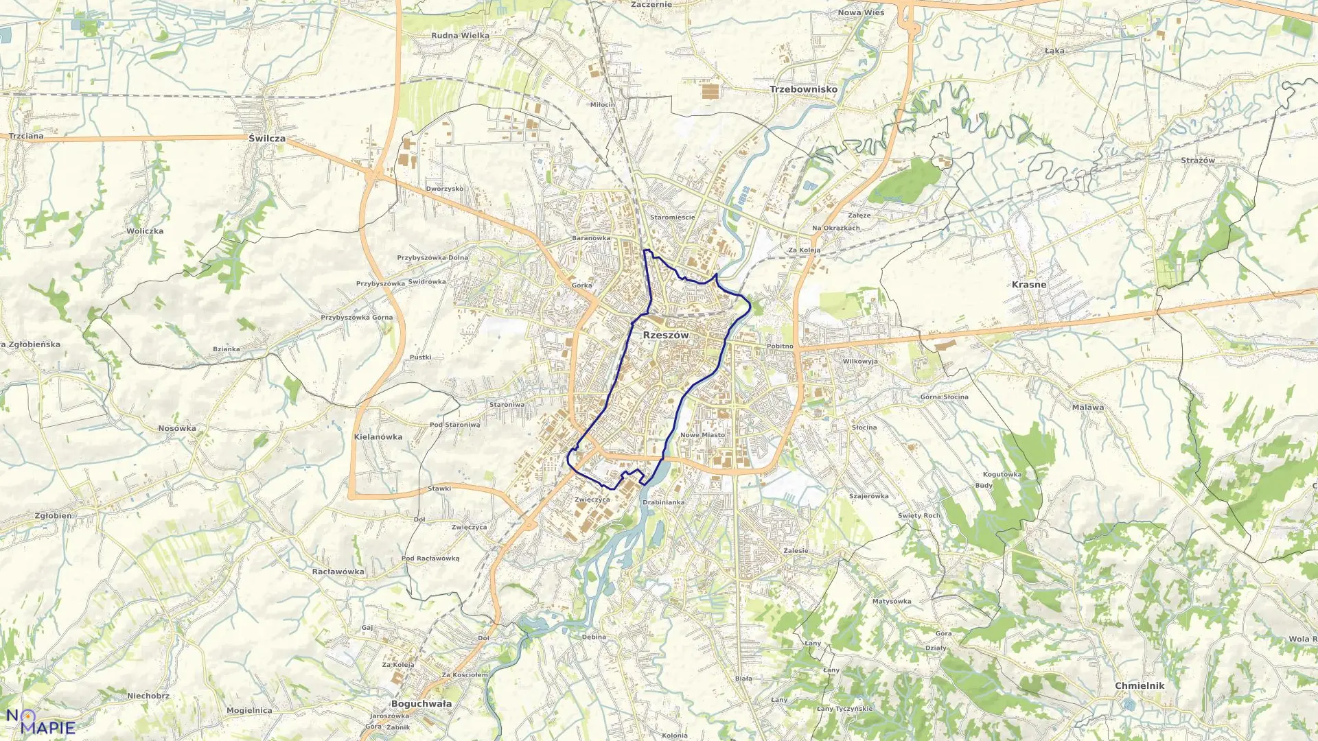Mapa obrębu 207 Śródmieście w mieście Rzeszów