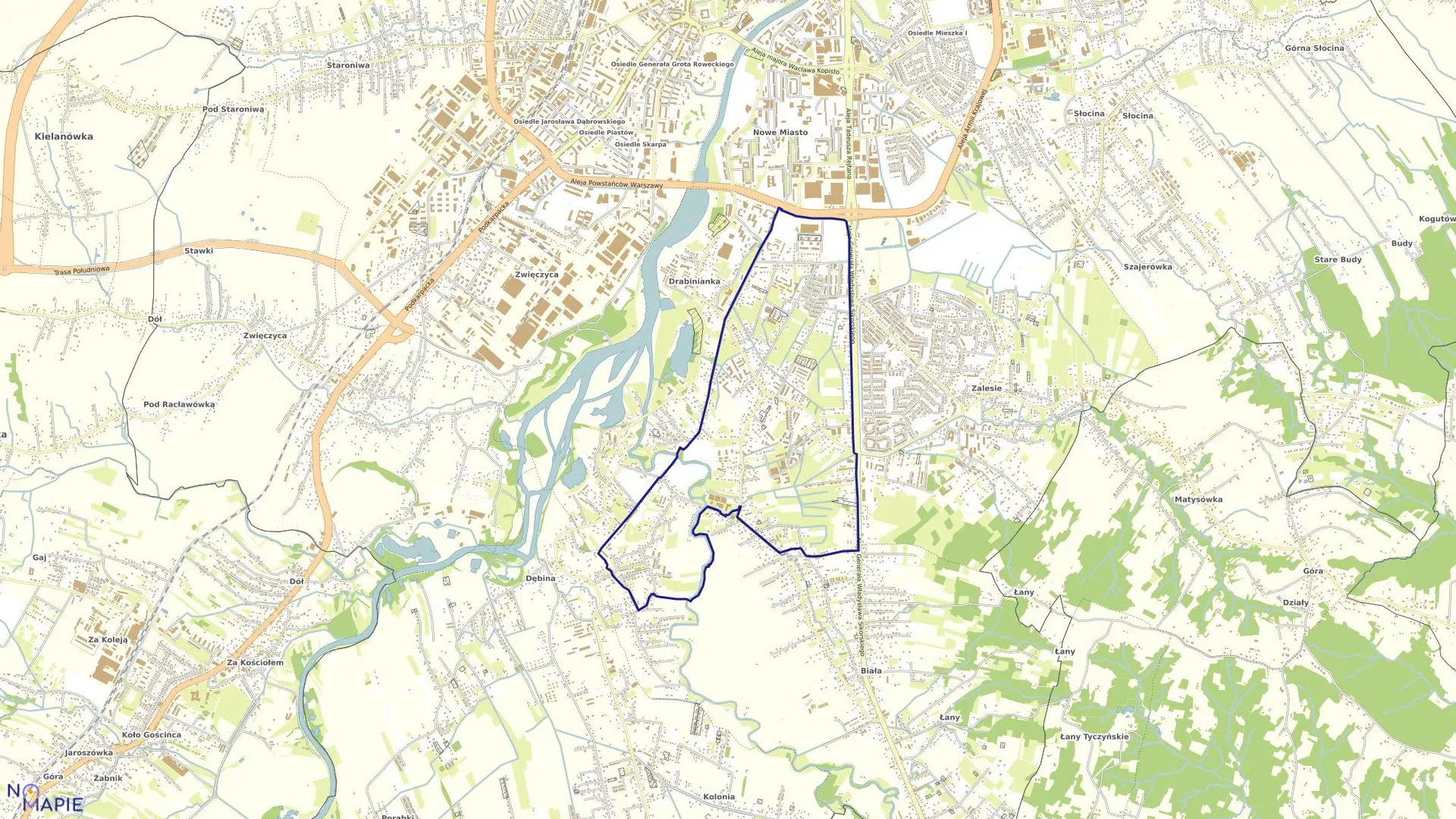Mapa obrębu 210 Biała w mieście Rzeszów