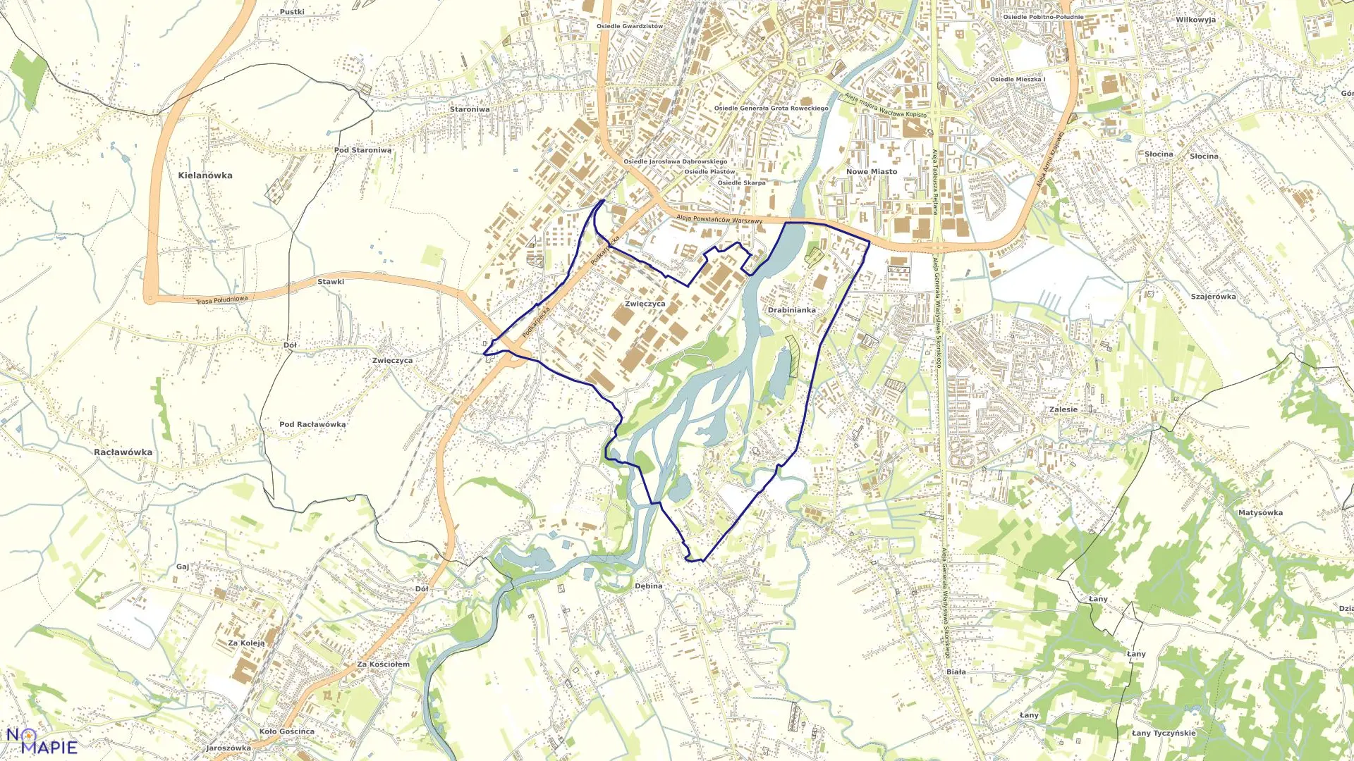 Mapa obrębu 211 Zwięczyca w mieście Rzeszów
