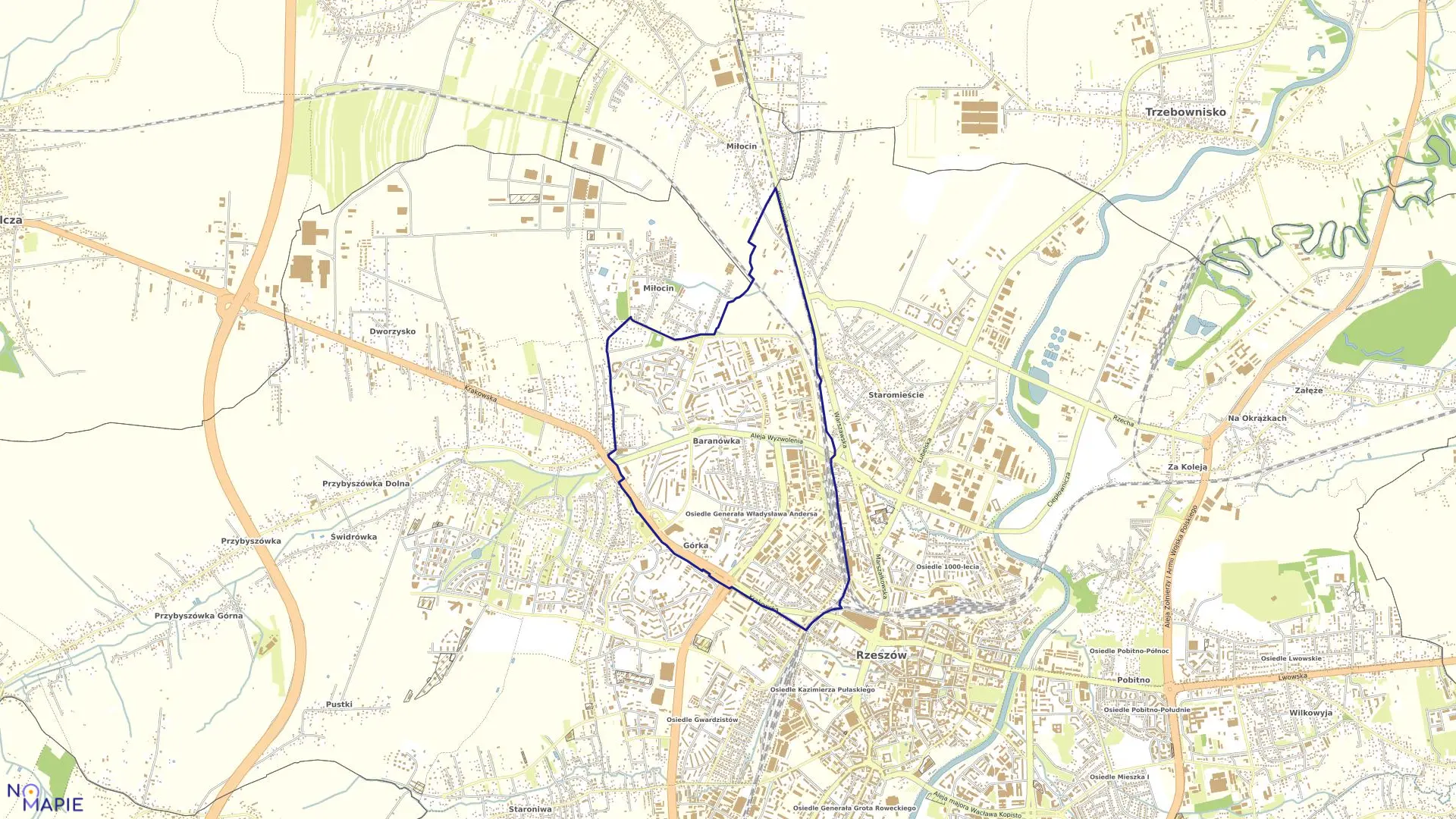 Mapa obrębu 213 Baranówka w mieście Rzeszów
