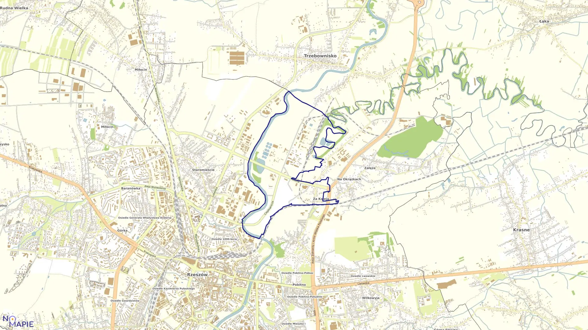 Mapa obrębu 217 Pobitno w mieście Rzeszów