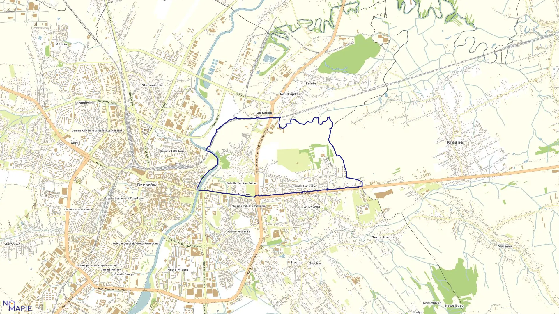 Mapa obrębu 218 Wilkowyja Pn. w mieście Rzeszów