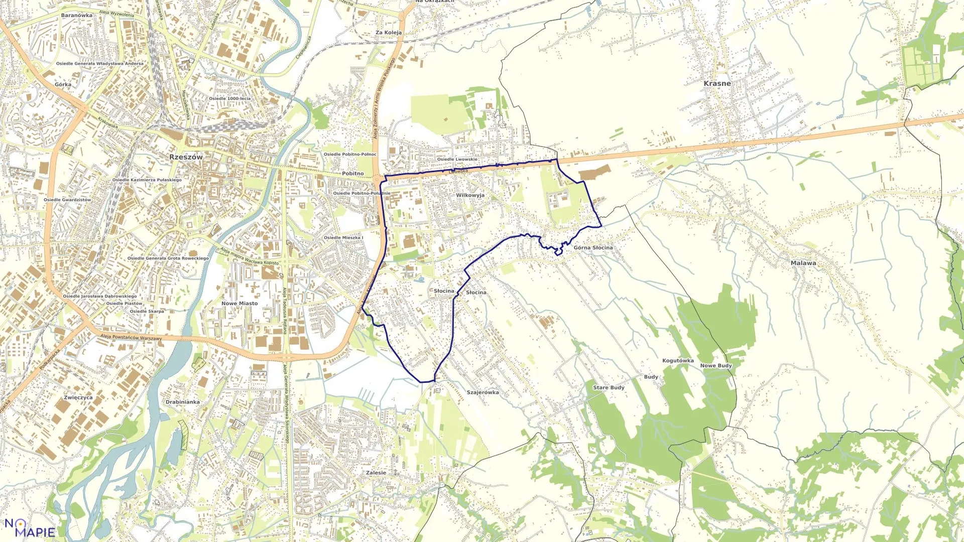 Mapa obrębu 219 Wilkowyja Płd. w mieście Rzeszów