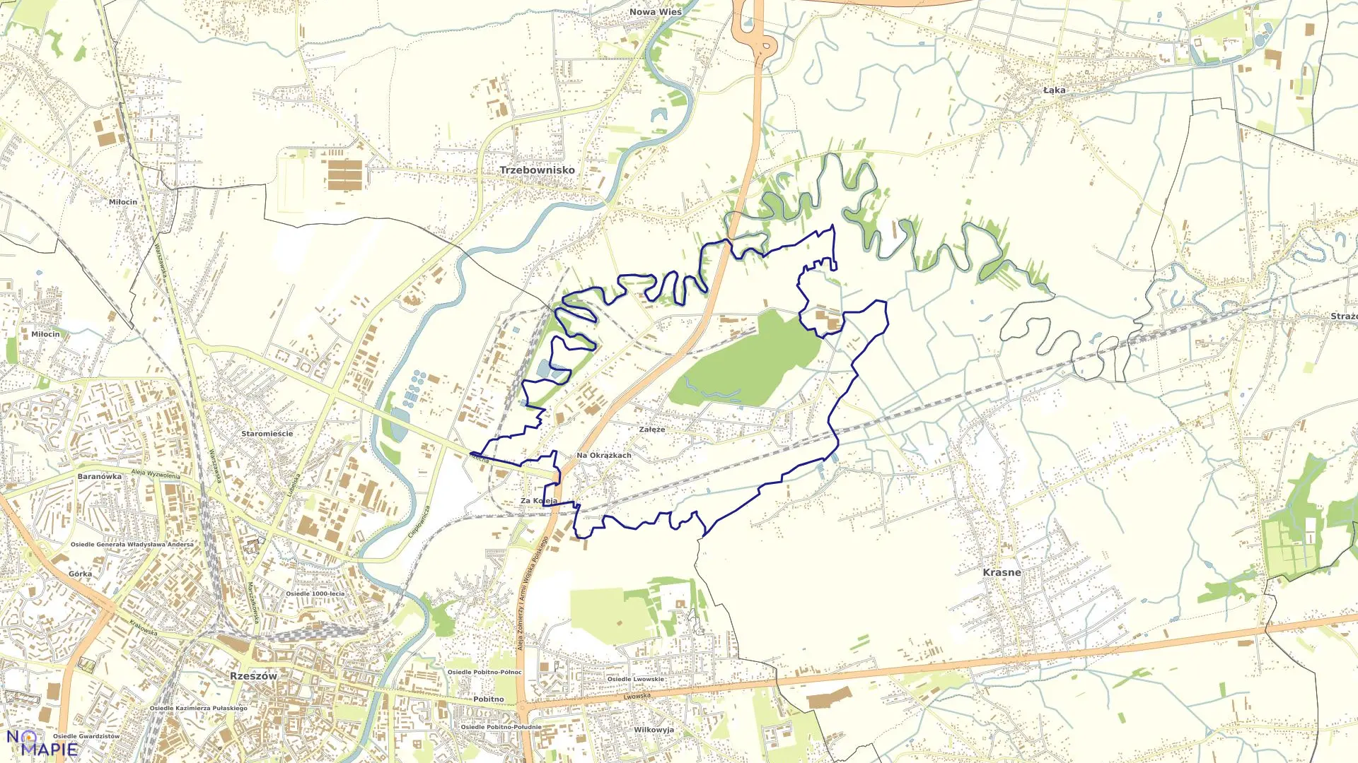 Mapa obrębu 220 Rzeszów-Załęże w mieście Rzeszów