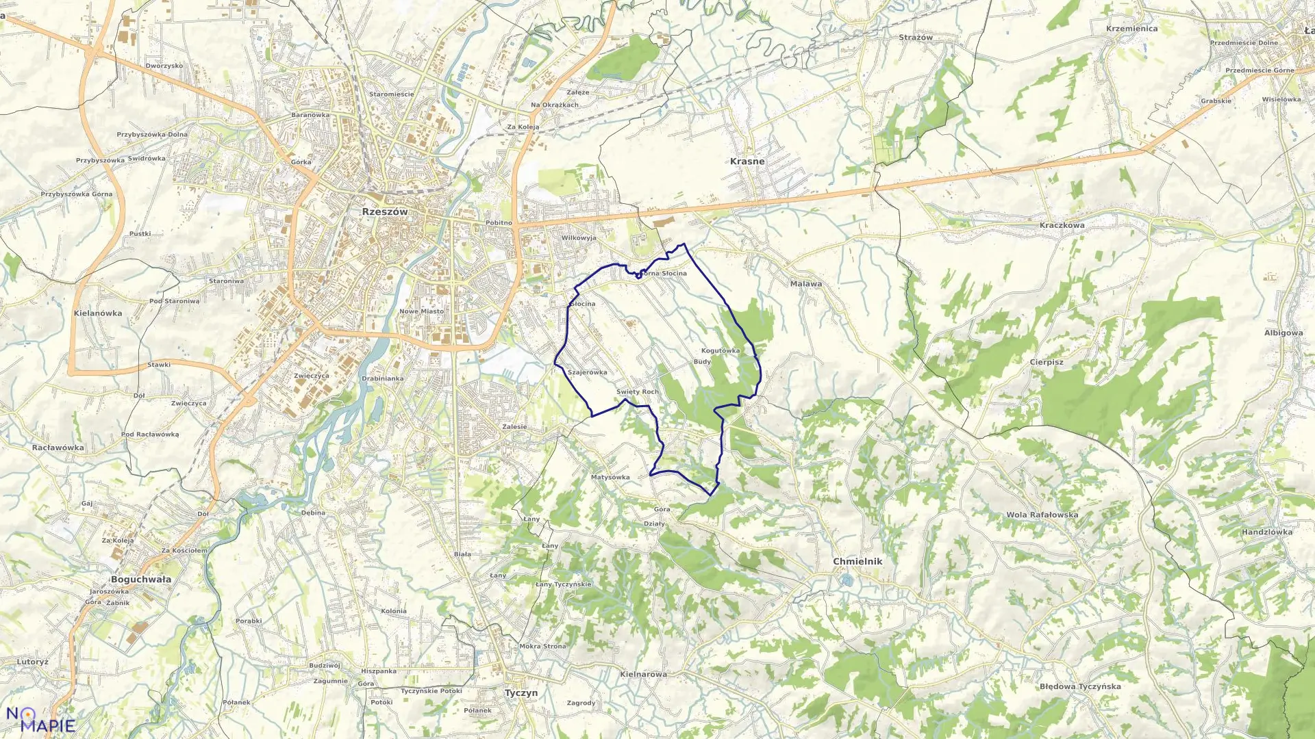 Mapa obrębu 221 Rzeszów-Słocina w mieście Rzeszów