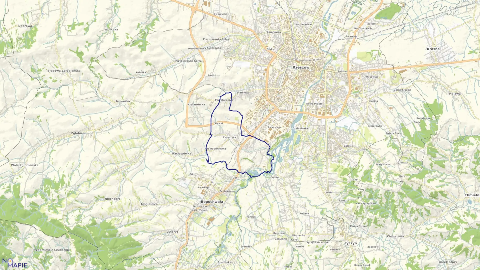 Mapa obrębu 223 Rzeszów-Zwięczyca II w mieście Rzeszów