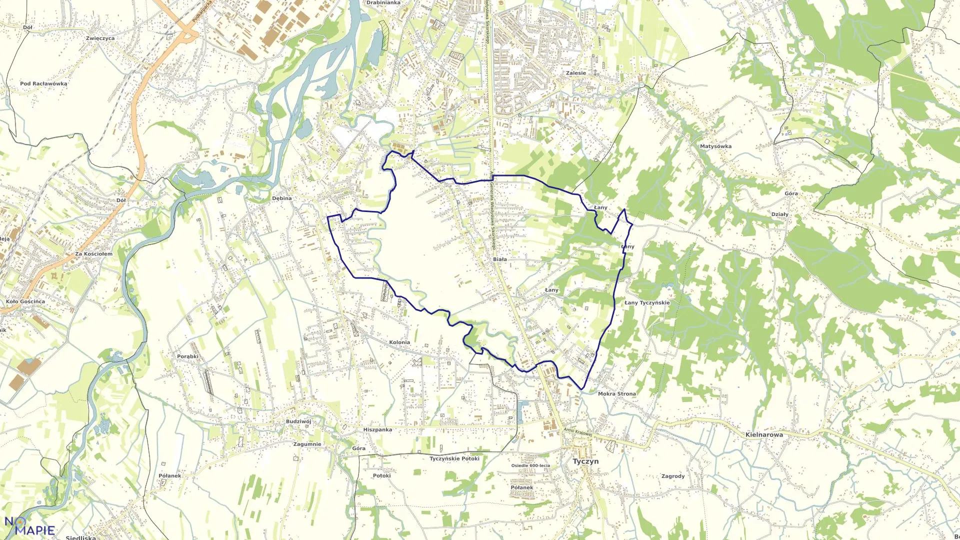 Mapa obrębu 224 Biała II w mieście Rzeszów