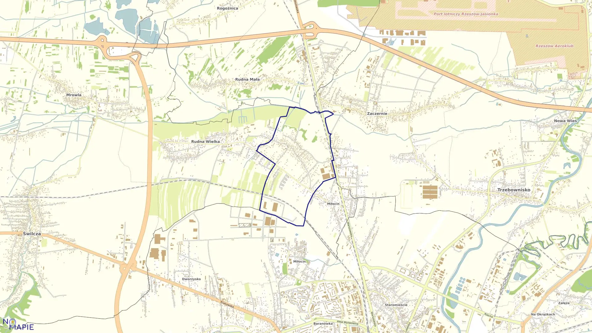 Mapa obrębu 229 Rzeszów - Pogwizdów w mieście Rzeszów