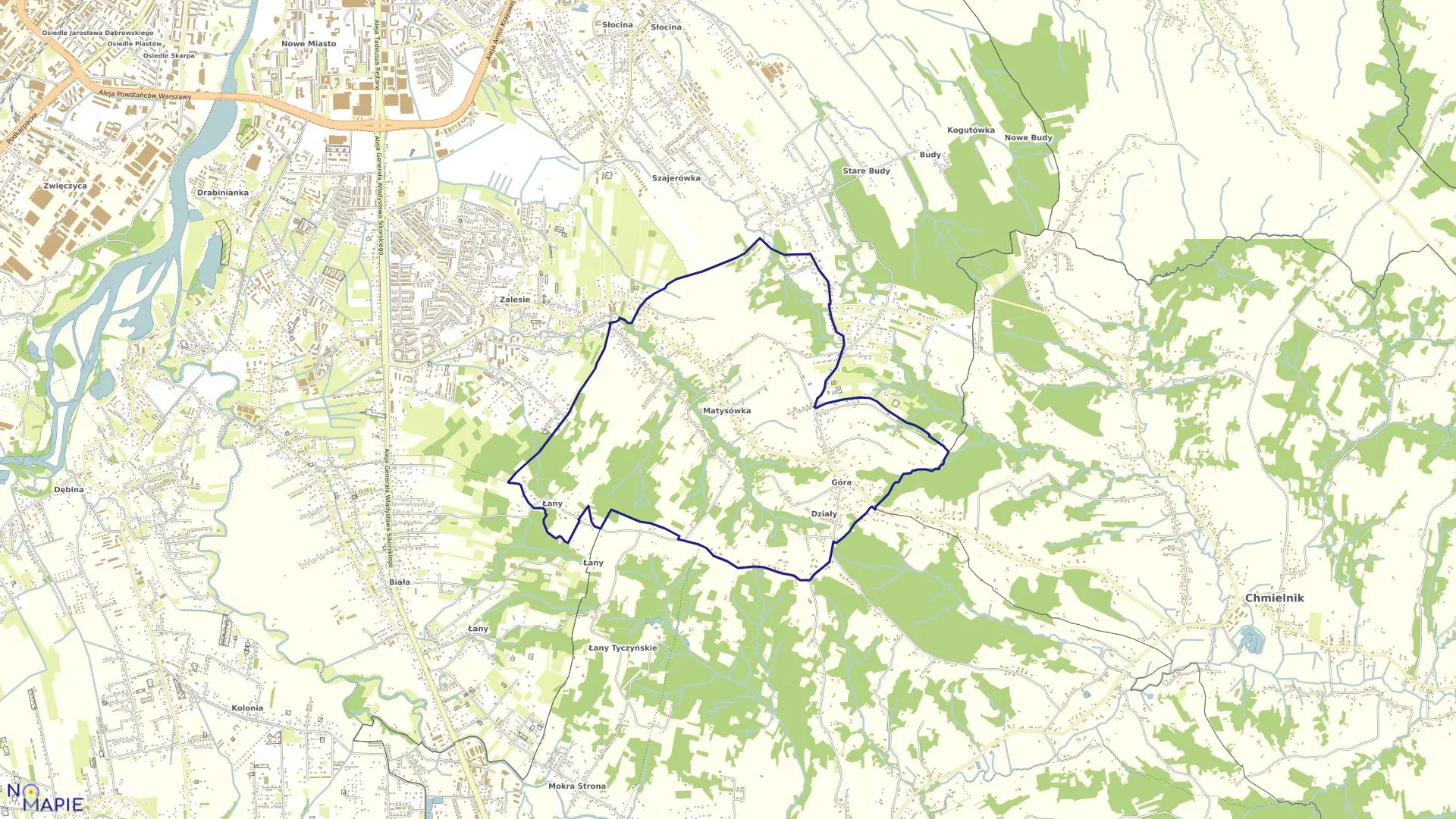 Mapa obrębu Matysówka w mieście Rzeszów